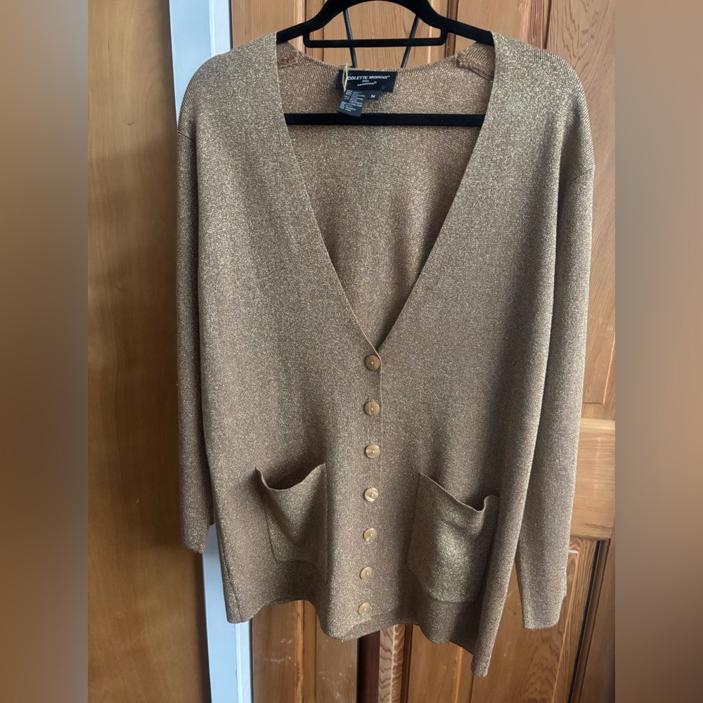 Colette Mordo‎ for Sadimara metallic gold knit cardigan.